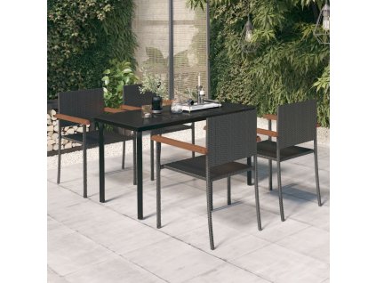 5dílný zahradní jídelní set černý 3099415