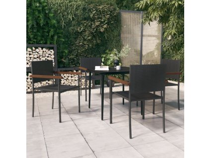 5dílný zahradní jídelní set černý 3099420