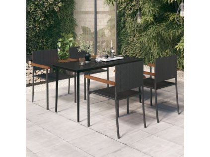 5dílný zahradní jídelní set černý 3099421