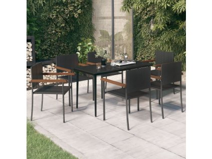 7dílný zahradní jídelní set černý 3099422