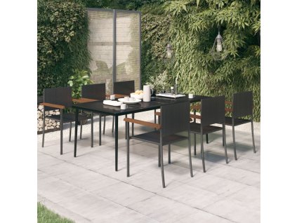 7dílný zahradní jídelní set černý 3099423