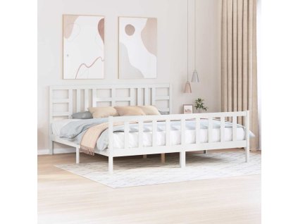 Postel bez matrace bílá 200 x 200 cm masivní borovice 3191992