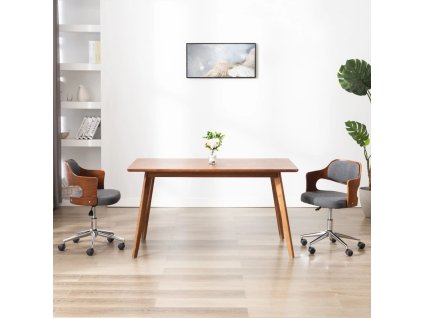 Otočná jídelní židle šedá ohýbané dřevo a textil 287431