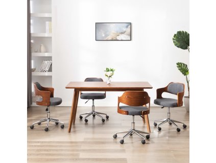 Otočné jídelní židle 4 ks šedé ohýbané dřevo a textil 3054939