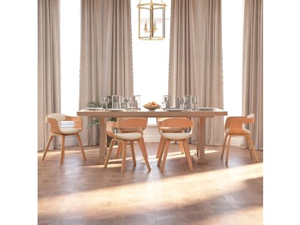 Jídelní židle 6 ks krémové ohýbané dřevo a umělá kůže 3092392