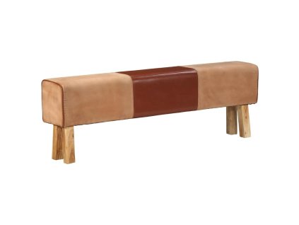 Lavice gymnastický kůň 160 cm hnědá pravá kůže a mangovník 320608