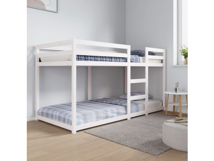 Patrová postel bílá 90 x 200 cm masivní borové dřevo 3206505