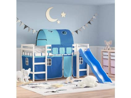 Dětská patrová postel s tunelem modrá 80x200 cm masiv borovice 3207040