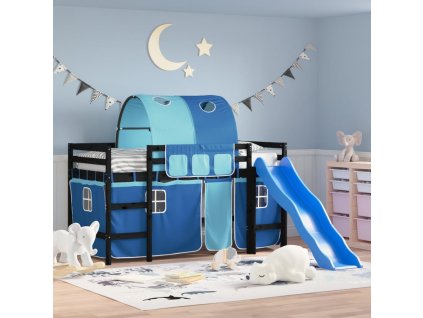 Dětská patrová postel s tunelem modrá 80x200 cm masiv borovice 3207043