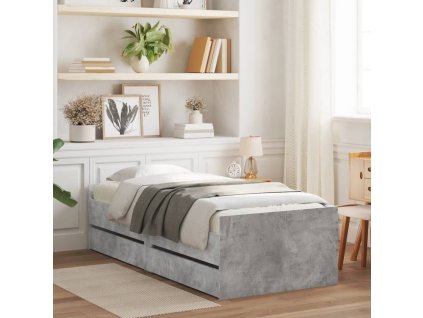 Rám postele se zásuvkami betonově šedý 90 x 190 cm 3207353