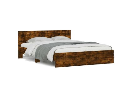 Rám postele s čelem a LED osvětlením kouřový dub 150 x 200 cm 3207606