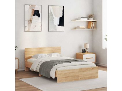 Rám postele s čelem a LED osvětlením dub sonoma 135 x 190 cm 3207632