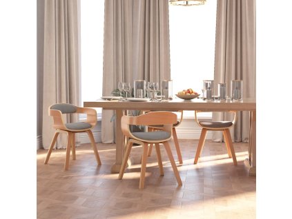Jídelní židle 4 ks taupe ohýbané dřevo a textil 3092388