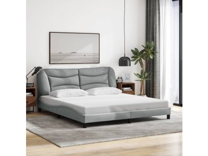 Rám postele bez matrace Hvar světle šedý 180 x 200 cm textil 3207786