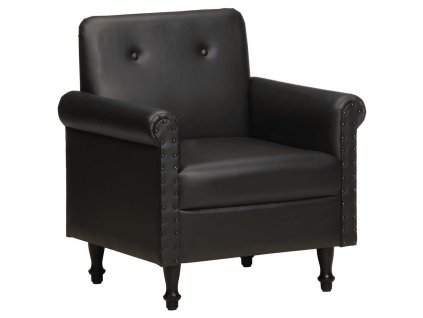 Klubové křeslo černé pravá kůže 320779