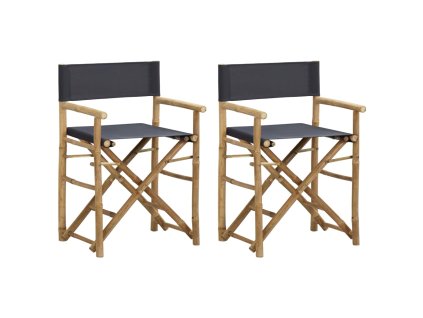 Skládací režisérská křesla 2 ks tmavě šedá bambus a textil 313029