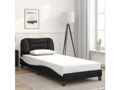 Rám postele bez matrace Hvar černý a bílý 80 x 200 cm umělá kůže 3207965