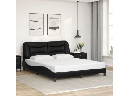 Rám postele bez matrace Hvar černý 160x200 cm umělá kůže 3208009