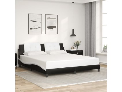 Rám postele bez matrace Zadar černý a bílý 180 x 200 cm umělá kůže 3208203