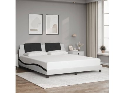Rám postele bez matrace Zadar bílý a černý 180 x 200 cm umělá kůže 3208204