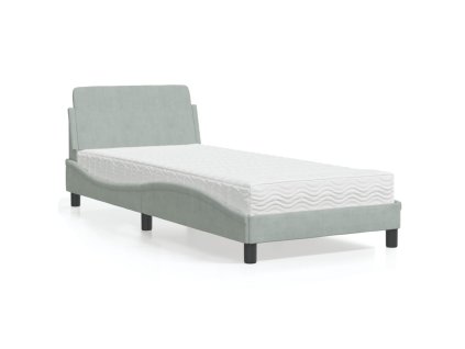 Postel s matrací Dover světle šedá 80 x 200 cm samet 3208291