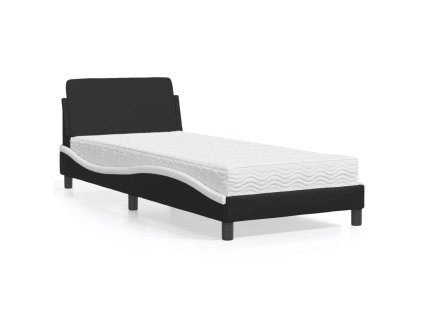 Postel s matrací Dover černá a bílá 90 x 190 cm umělá kůže 3208322