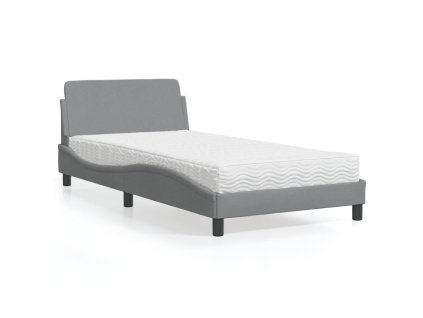Postel s matrací Dover světle šedá 100 x 200 cm textil 3208344