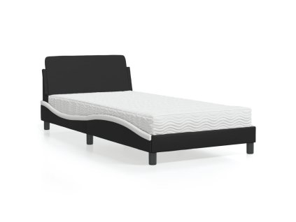 Postel s matrací Dover černá a bílá 100 x 200 cm umělá kůže 3208362