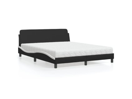 Postel s matrací Dover černá a bílá 160 x 200 cm umělá kůže 3208442