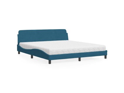 Postel s matrací Dover modrá 180 x 200 cm samet 3208455