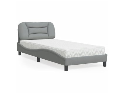 Postel s matrací Hvar světle šedá 80 x 200 cm textil 3208492