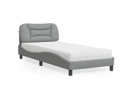Postel s matrací Hvar světle šedá 90 x 190 cm textil 3208499