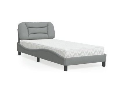 Postel s matrací Hvar světle šedá 90 x 200 cm textil 3208506