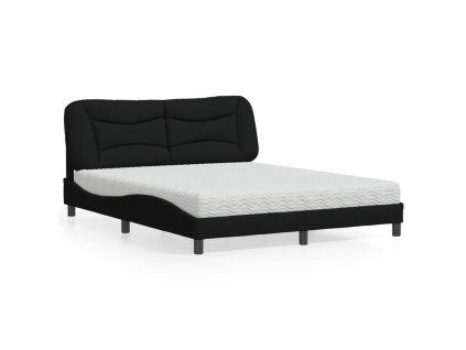 Postel s matrací Hvar černá 160 x 200 cm textil 3208543