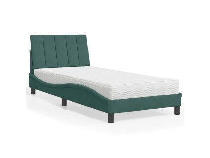 Postel s matrací Hanko tmavě zelená 90 x 190 cm samet 3208571
