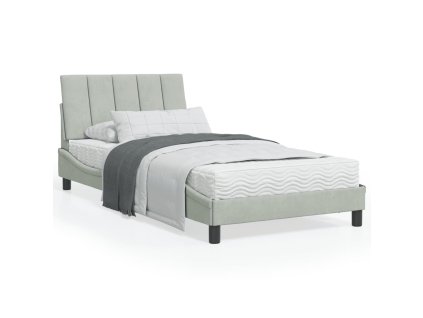 Postel s matrací Hanko světle šedá 100 x 200 cm samet 3208580