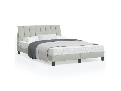 Postel s matrací Hanko světle šedá 120 x 200 cm samet 3208586