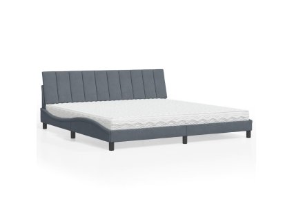 Postel s matrací Hanko tmavě šedá 200 x 200 cm samet 3208617
