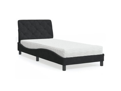 Postel s matrací černá 90 x 190 cm samet 3208630