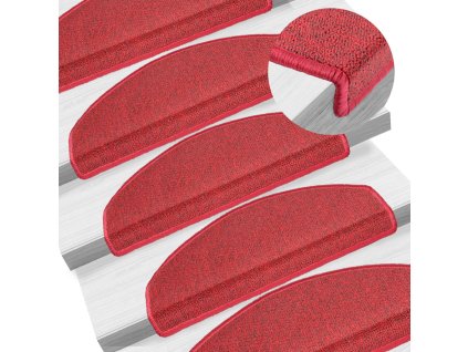 Schodové rohože 10 ks 65 x 24 x 4 cm červené půlkulaté velké 149761