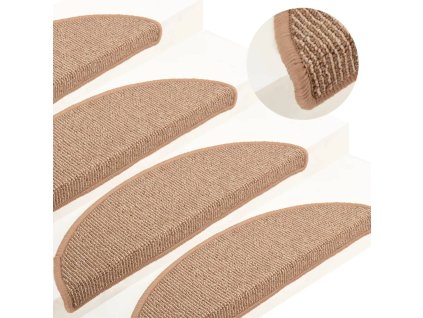 Schodové rohože 15 ks 56 x 17 x 3 cm světle hnědé půlkulaté 149851