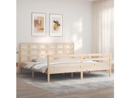 Rám postele s čelem 200 x 200 cm masivní dřevo 3194006