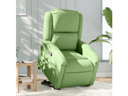 Zvedací polohovací křeslo světle zelené samet 3204303