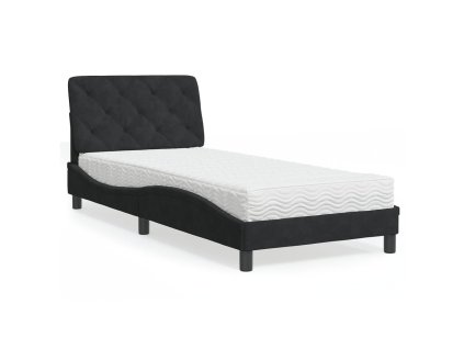 Postel s matrací černá 90 x 200 cm samet 3208636