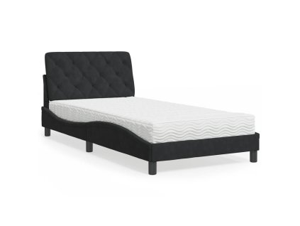 Postel s matrací černá 100 x 200 cm samet 3208642