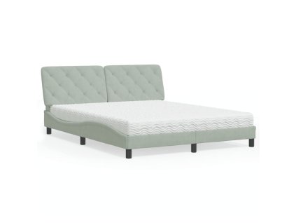 Postel s matrací světle šedá 160 x 200 cm samet 3208664