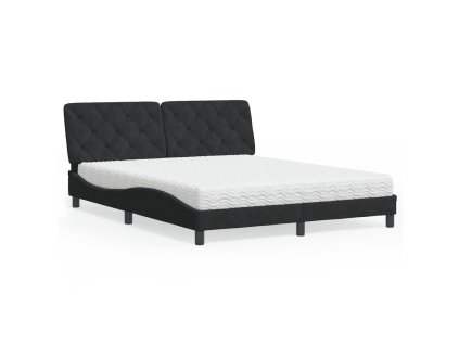 Postel s matrací černá 160 x 200 cm samet 3208666