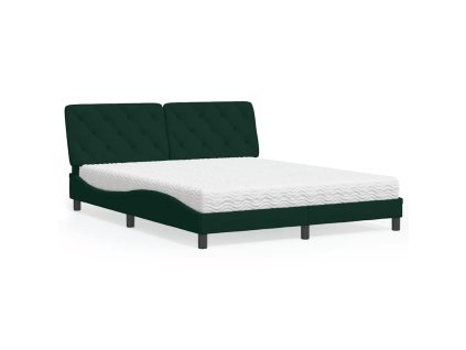 Postel s matrací tmavě zelená 160 x 200 cm samet 3208667