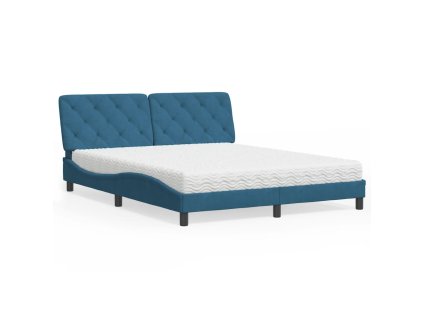 Postel s matrací modrá 160 x 200 cm samet 3208668