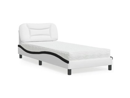 Postel s matrací Hvar bílá a černá 80 x 200 cm umělá kůže 3208688